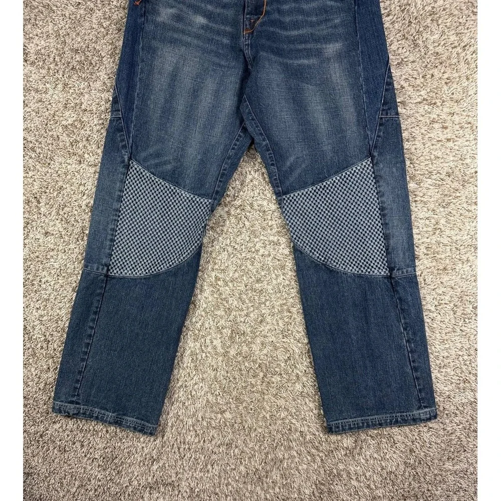 Akademiks Baggy Jeans Y2K Hip Hop Streetwear Skate Denim Checkered Panel Mens 38